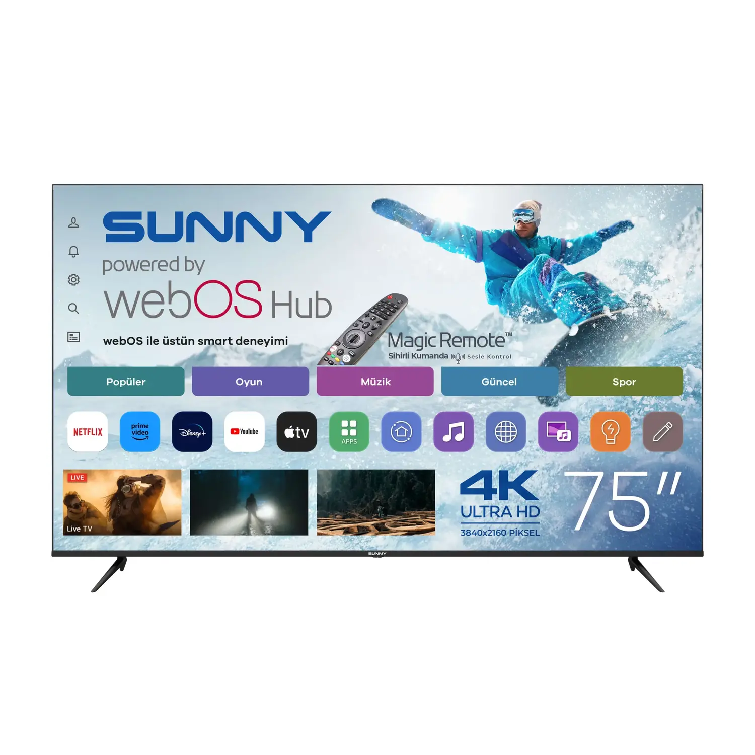 SUNNY 75’’ Frameless UHD 4K webOS 2.0 Smart TV